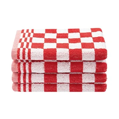 Afbeelding van ZOLLNER Set van 4 gastendoekjes, katoen, 50 x cm, rood geruit
