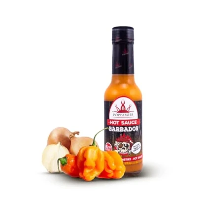 Image de Poppamies Sauce piquante avec goût de Barbade Caraïbes Sans gluten lactose Piquant : 6/10 150ml