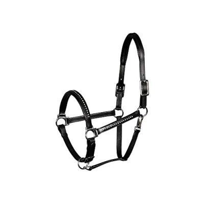 Image de Harry&#039;s Horse Licol Finesse Crystal Cuir Noir Full