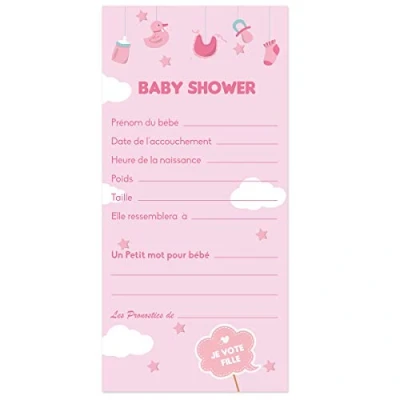Afbeelding van OLILLY voorspellingskaarten of speelkaarten voor babyfeestjes, meisjes, jongens babyborrels, uniseks (voorspelling meisjes)