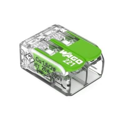 Image de WAGO Green Range Lot de 16 bornes à 2 conducteurs I jusqu&#039;à 4 mm² Borne connexion avec leviers enfichables pour tous les types 221 422