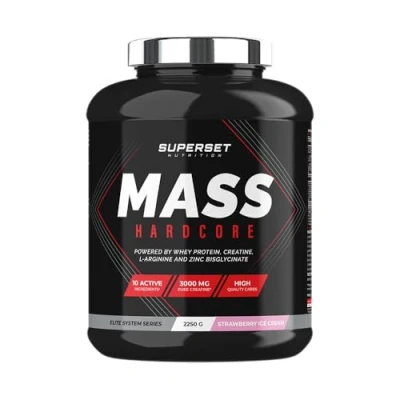 Afbeelding van Superset Nutrition Mass Hardcore (2,25kg) Gainers Formule choc : glucide complexe + whey créatine Strawberry Ice Cream