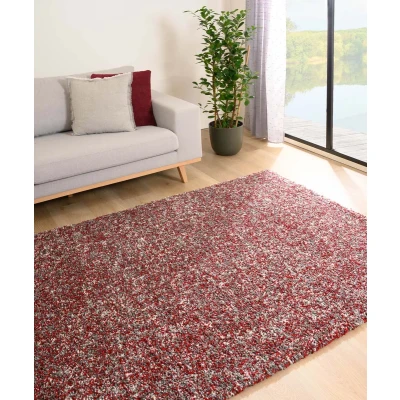 Afbeelding van Hoogpolig Tapijt/Vloerkleed Gemêleerd Blend Rood/grijs 280x370 Cm
