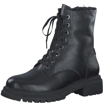 Afbeelding van Tamaris Chelsea Enkellaarsjes met plateauzool, Dames, Maat: 38, Black leather Leer