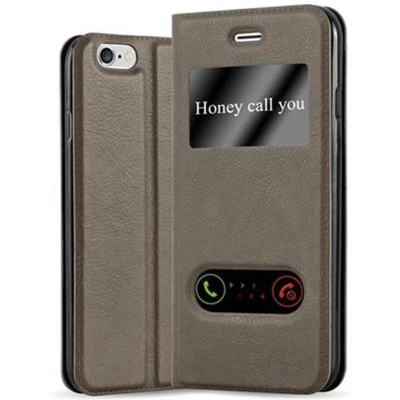 Afbeelding van Cadorabo Hoesje geschikt voor Apple iPhone 6 / 6S in STEEN BRUIN Beschermhoes met magnetische sluiting, standfunctie en 2 kijkvensters Book Case Cover Etui