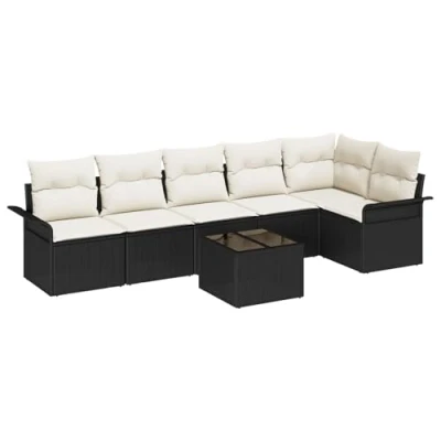 Afbeelding van vidaXL 6 delige tuinsofa set met kussens in bruin poly rattan