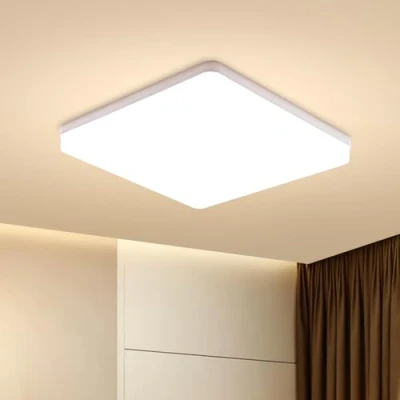 Afbeelding van Combuh Led plafondlamp, 48 W, 4320 lm, eenvoudig te installeren, plafondlampen voor moderne slaapkamers, woonkamer, keuken, warmwit, 3000 K, vierkant, 30 x 4 cm