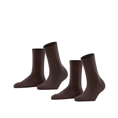 Image de ESPRIT Uni 2 Pack W SO coton unies lot de paires, Chaussettes Femme, Marron (Dark Brown 5230), 35 38