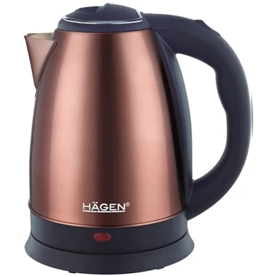 Afbeelding van Hagen, Compacte elektrische waterkoker, roestvrij staal, elegant design, basis 360 graden, inhoud 1,8 l, vermogen 1500 W, afneembaar en wasbaar filter, HA5525 koper