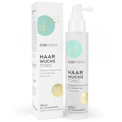 Afbeelding van Cosphera Haartonicspray 100 ml met rozemarijnolie, natuurlijke spray voor het versnellen van de haargroei, mannen en vrouwen, haarserum