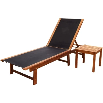 Afbeelding van Ligbed met tafel massief acaciahout en textileen