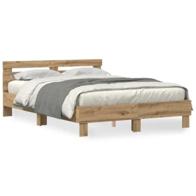 Afbeelding van vidaXL Eiken Bedframe Handgemaakt Massief Eikenhout 140 x 190 cm
