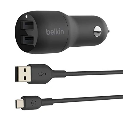 Image de Belkin Chargeur Voiture 2 X Usb + Câble Microusb Noir (cce002bt1mbk)