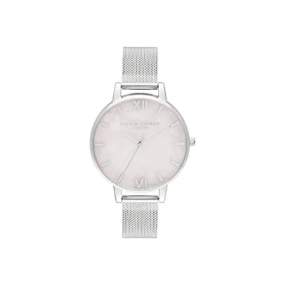 Afbeelding van Olivia Burton Semi Precious silver Rose quartz Dameshorloge OB16SP18 Mesh strap Zilver 38 MM