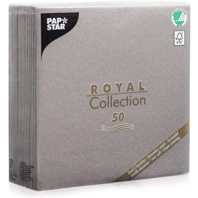 Afbeelding van PAPSTAR Royal Collection Servetten, 1/4 laags, 40 x cm, grijs, 50 stuks