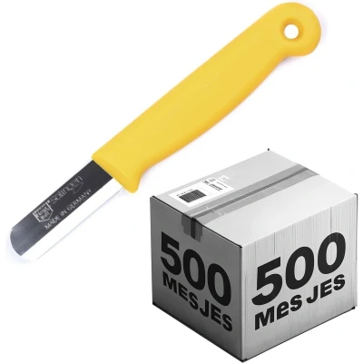 Afbeelding van Solingen Bandstaal Mes HACCP Geel RVS Lemmet 40 mm Voedselveiligheid voor Oogsten 500...