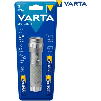 Afbeelding van Varta LED zaklamp UV licht, 385 400nm incl. 3x alkaline AAA batterijen, blisterverpakking