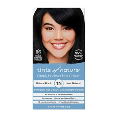 Afbeelding van Tints of Nature Natural Black Permanent Hair Dye 1N Nourishes &amp; Covers Greys Single Pack
