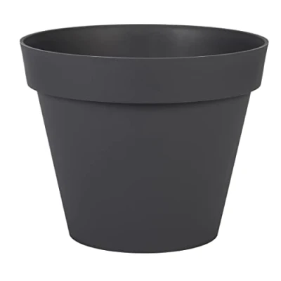 Afbeelding van Bloempot Toscane kunststof antraciet grijs D30 x H26 cm 10 liter Bloempotten/plantenpotten