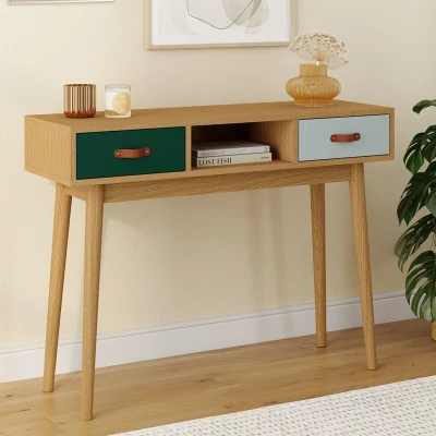 Afbeelding van Console scandinave ALIZE 2 tiroirs bois et vert