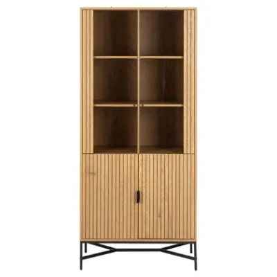 Afbeelding van Vitrinekast Naturel MDF &amp; Melamine 80x40x180 cm Juna Giga Living