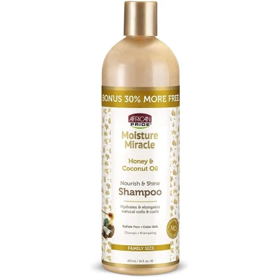 Afbeelding van AFRICAN PRIDE MOISTURE MIRACLE HONEY COCONUT OIL SHAMPOO BONUS 16OZ