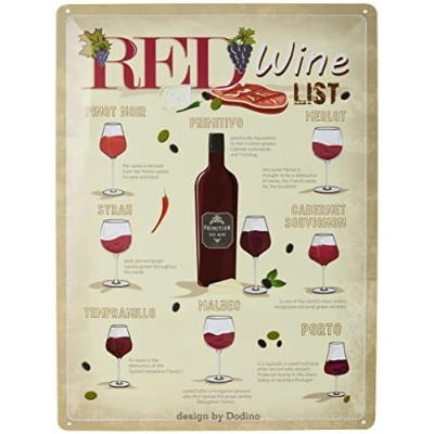 Afbeelding van Wandbord Cafe Pub Restaurant Bar Wijn Red Wine List