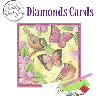 Afbeelding van Dotty Designs Diamond Cards Pink Butterflies