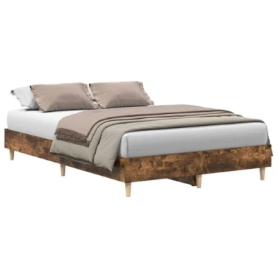 Afbeelding van vidaXL Bedframe zonder matras 140x190 cm spaanplaat gerookt eiken