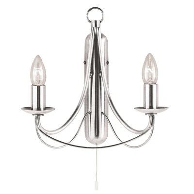 Afbeelding van Searchlight Maypole Wandverlichting Met Trekschakelaar 31 X Cm Satijn Zilver