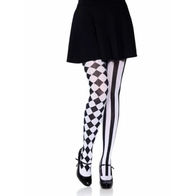 Afbeelding van Panty Met Harlekijn Print Zwart/wit