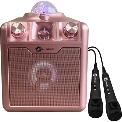 Afbeelding van N GEAR Disco Star 710 Space Pink Bluetooth Speaker Karaokeset Partybox met Sterrenprojector &amp; 2 Microfoons
