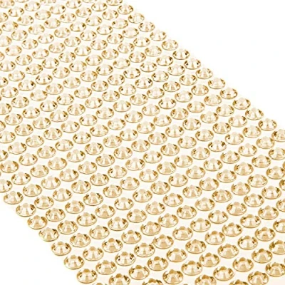 Afbeelding van Movoja 504 stuks gouden glitterstenen, 6 mm, stickers om te versieren en knutselen, decoratieve stenen op plakken,