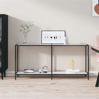 Afbeelding van Wandtafel 160x35x75,5 cm gehard glas wit