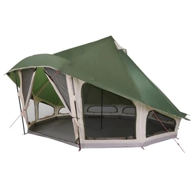 Afbeelding van vidaXL Familietent Tipi Groen 10 Persoon Waterdicht