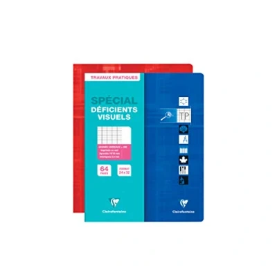 Afbeelding van Clairefontaine 33276C notitieboek, praktisch, 24 x 32 cm, 64 pagina&#039;s, grote ruiten, 10/10, 90 g, witte 125 envelop gelamineerd, kleur willekeurig