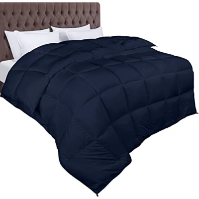 Afbeelding van Utopia Bedding dekbed 200 x 220 cm, 370 g/m², microvezel, met hoeklipjes, alternatief dons, vierkant gestikt (marineblauw)
