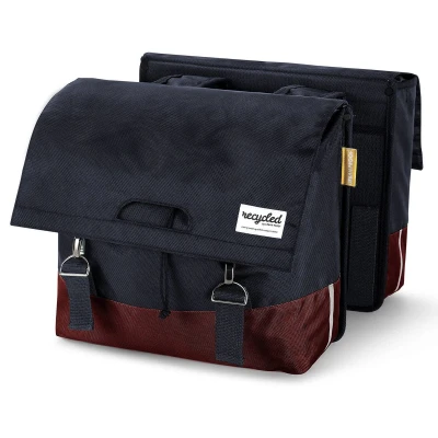 Afbeelding van Gerecyclede dubbele fietstas Urban Proof 40 liter bordeaux rood/grijs