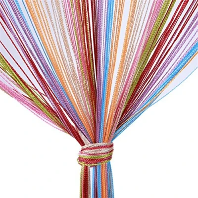 Afbeelding van Vidillo Deurkoord, wandpaneel met franjes voor ramen, ruimteverdeler, huis, terras, slaapkamer, decoratieve schermen, zilverdraad, 100 x 200 cm