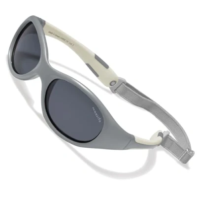 Afbeelding van Mausito Lunettes de soleil enfants 2 4 ans et 5 8 flexibles pour enfant 100% protection UV Bandeau réglable amovible Sans BPA, Gris/blanc, anni