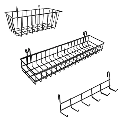 Afbeelding van Hangmanden &amp; Haakframe Wandrooster Haakjes Hangers Zwart Accessoires voor Roosterwandveld Hangmand Wandroosteraccessoires Draadwandmanden Hanghaken Gereedschapsmanden Sleutelhouder