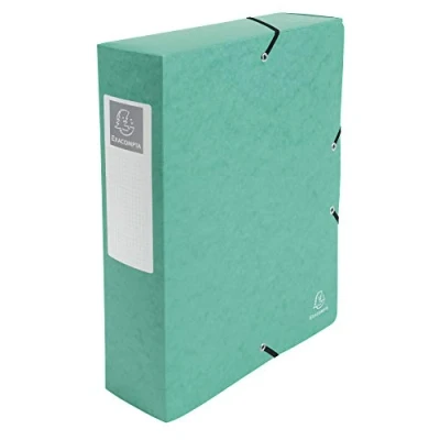 Afbeelding van Exacompta 50833E archiefdoos Manila karton, A4, met elastische sluiting, rug 80 mm, groen, 6 stuks
