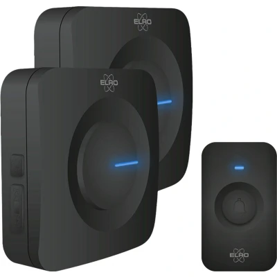 Afbeelding van Draadloze deurbel ELRO (Met 2 ontvangers, 300 meter, 110 dB, LED indicator, Zwart)