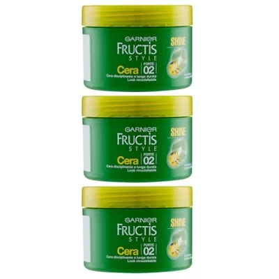 Afbeelding van Garnier Fructis Style Shine disciplinerende was, langdurig, tot 24 uur met bamboe extract, 02 sterke grip, definieert en geeft glans, 3 glazen van 70 ml