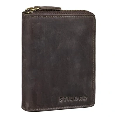 Afbeelding van STILORD &#039;Giannis&#039; Mini Portemonnee voor heren, RFID leer, kleine portemonnee, klassiek, creditcardhouder, echt Donkerbruin,