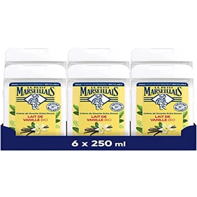Afbeelding van Le Petit Marseillais Extra zachte douchecrème biologische vanillemelk (6 x 250 ml) 92% ingrediënten van natuurlijke oorsprong fles volledig recyclebaar