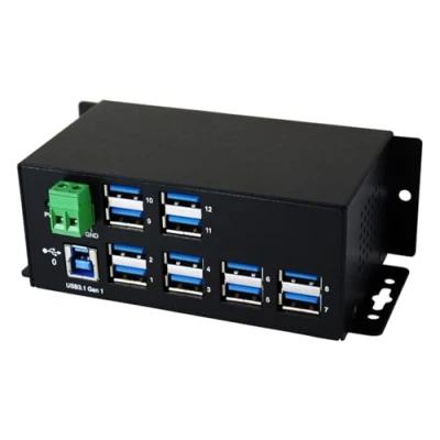 Afbeelding van Exsys EX 1112HMS, 12xUSB 3.0/3.1 metalen HUB (USB B, 12 Havens), Docking station + USB hub, Zwart