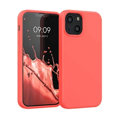 Afbeelding van kwmobile telefoonhoesje geschikt voor Apple iPhone 13 mini Hoesje met siliconen coating Smartphone case in levendig koraal