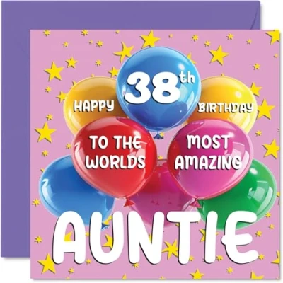 Afbeelding van 39 jaar Verjaardagskaart voor tante World&#039;s Most Amazing Auntie van neef en nichtje, 145 mm x mm, jaar, wenskaarten