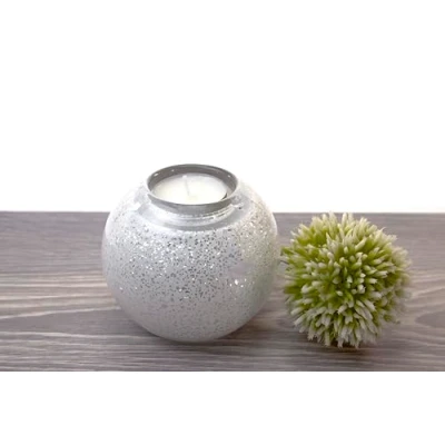 Afbeelding van Mini urn White&amp;Silver urnen voor mensen waxinelichthouder urne